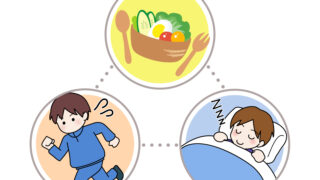 運動、健康な食べ物、睡眠