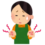 手が荒れている。